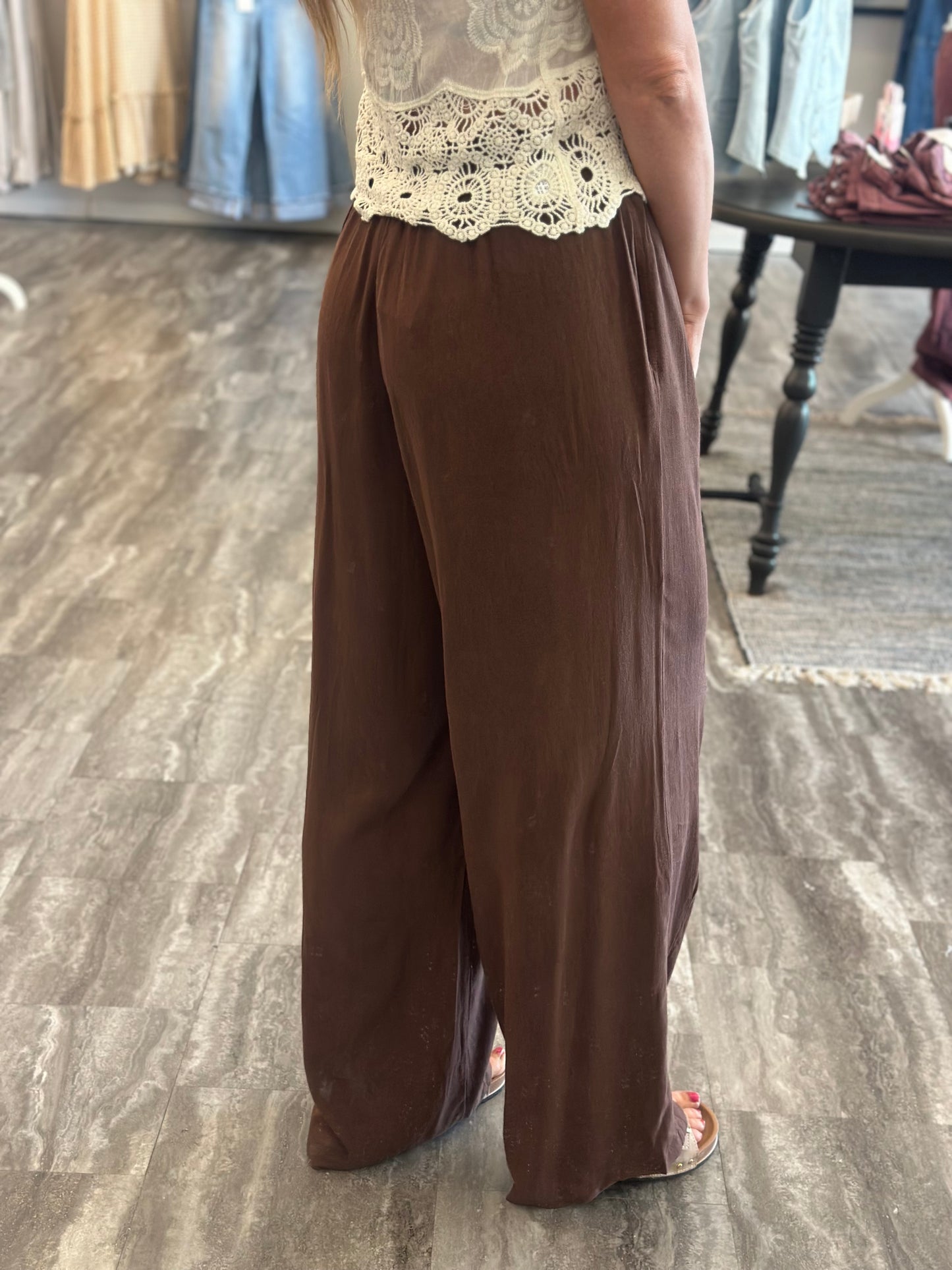Stroll Down The Lane Linen Pants (Brown)