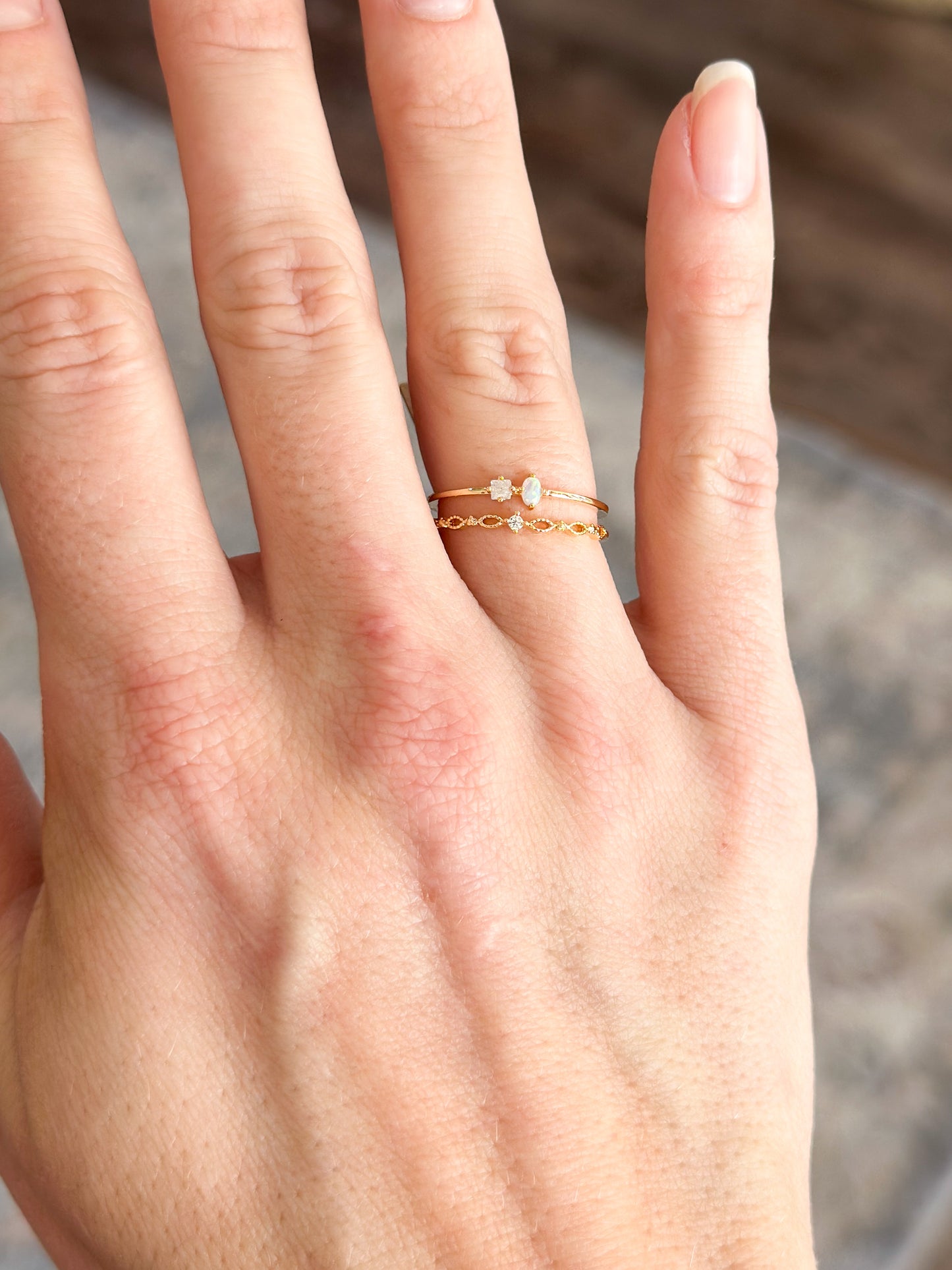Double Layer Opal Ring (Gold)