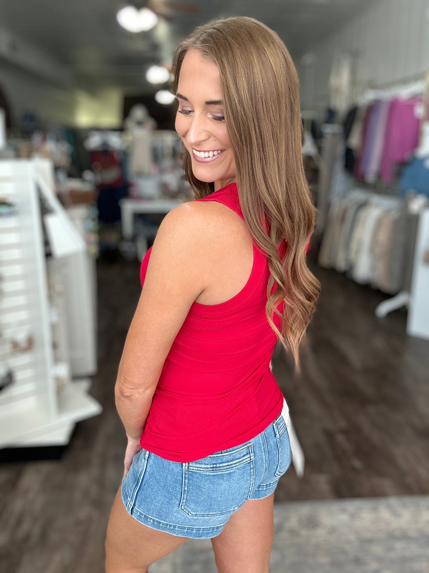 Better Than Basic Ribbed Tank (True Red)