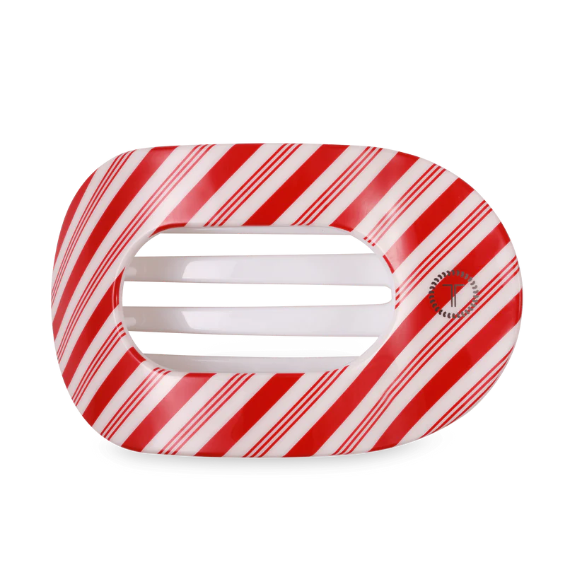 Candy Cane Crush Round Flat Clip - Large