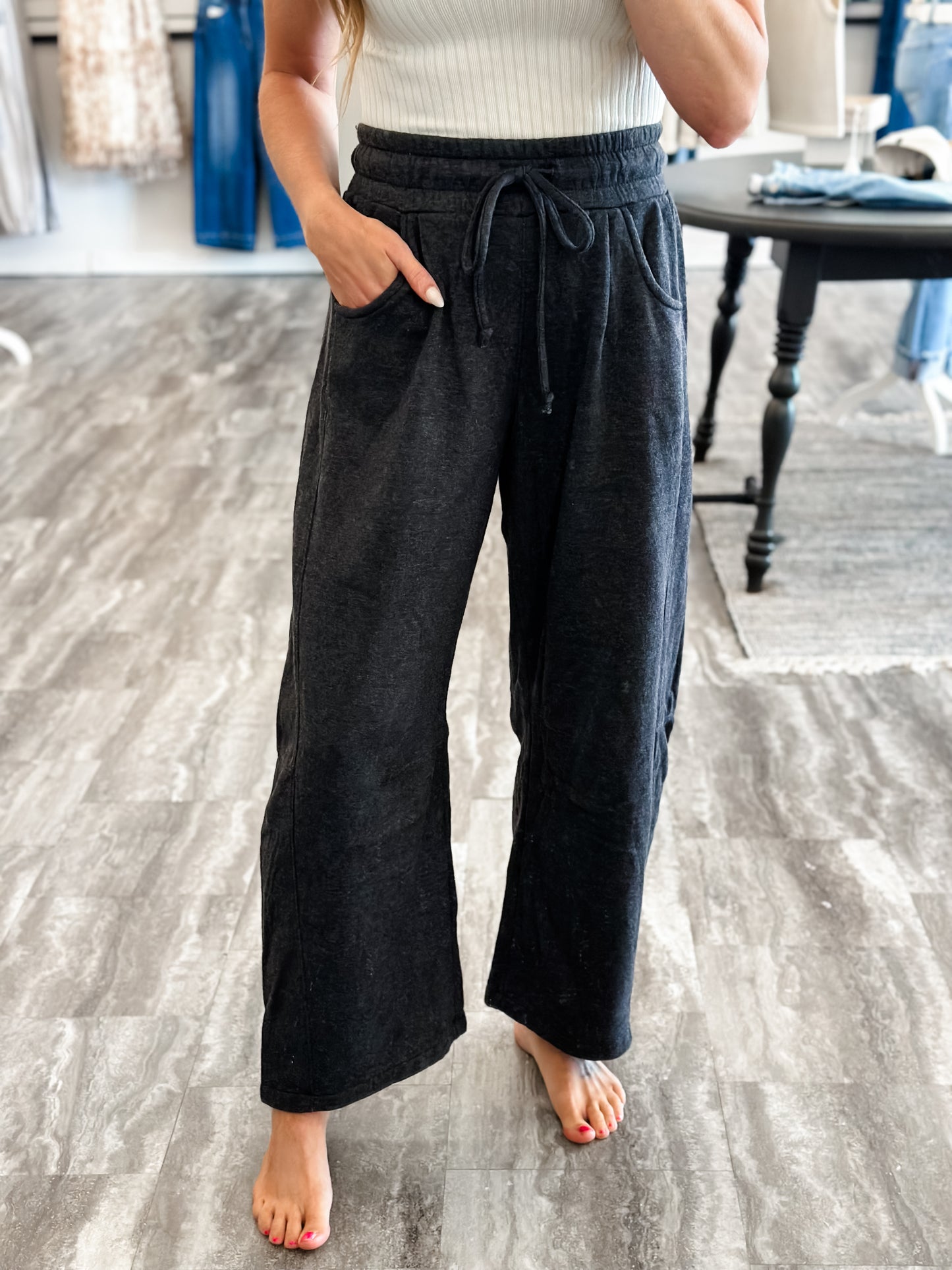 By The Campfire Barrel Joggers (Washed Black)
