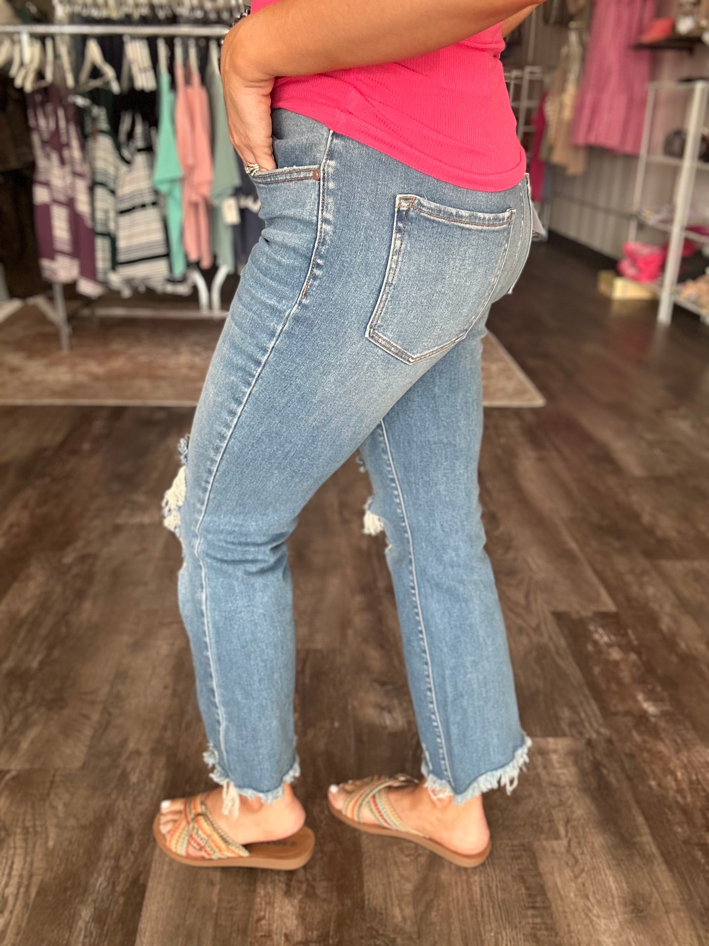 Jenna Distressed Cropped Denim