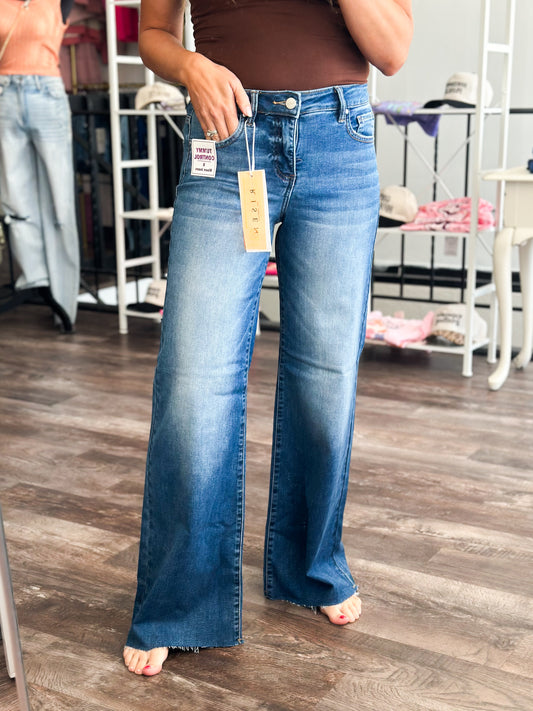 RESTOCK Trina Tummy Control Raw Hem Denim