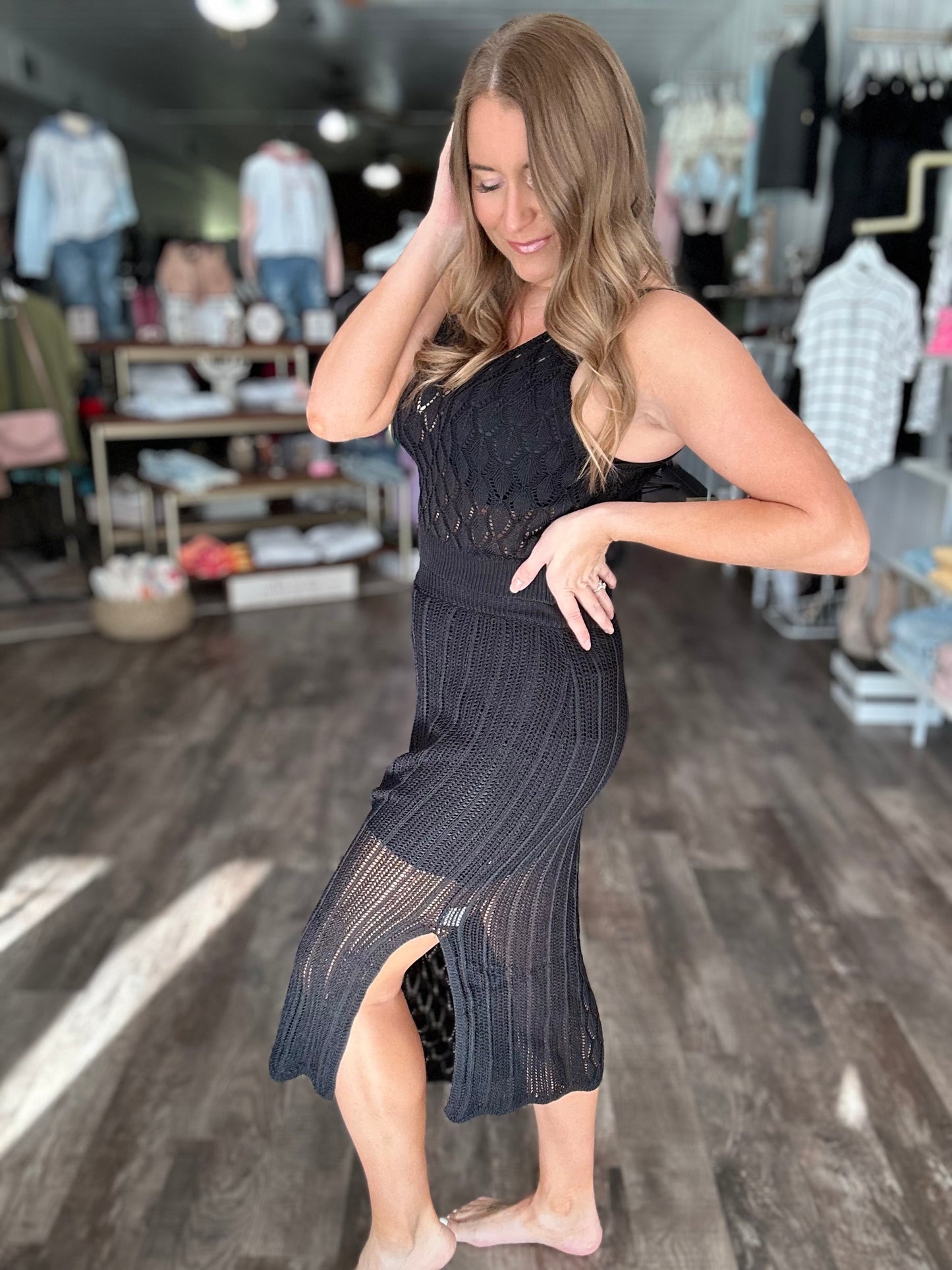 Sample Sale - Black Crochet Beach Set Set (Medium)