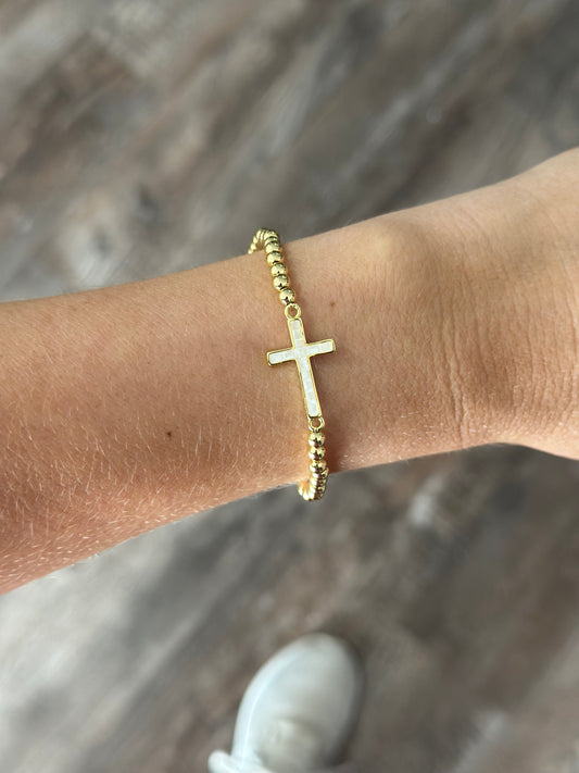 Always With Me Beaded Cross Bracelet