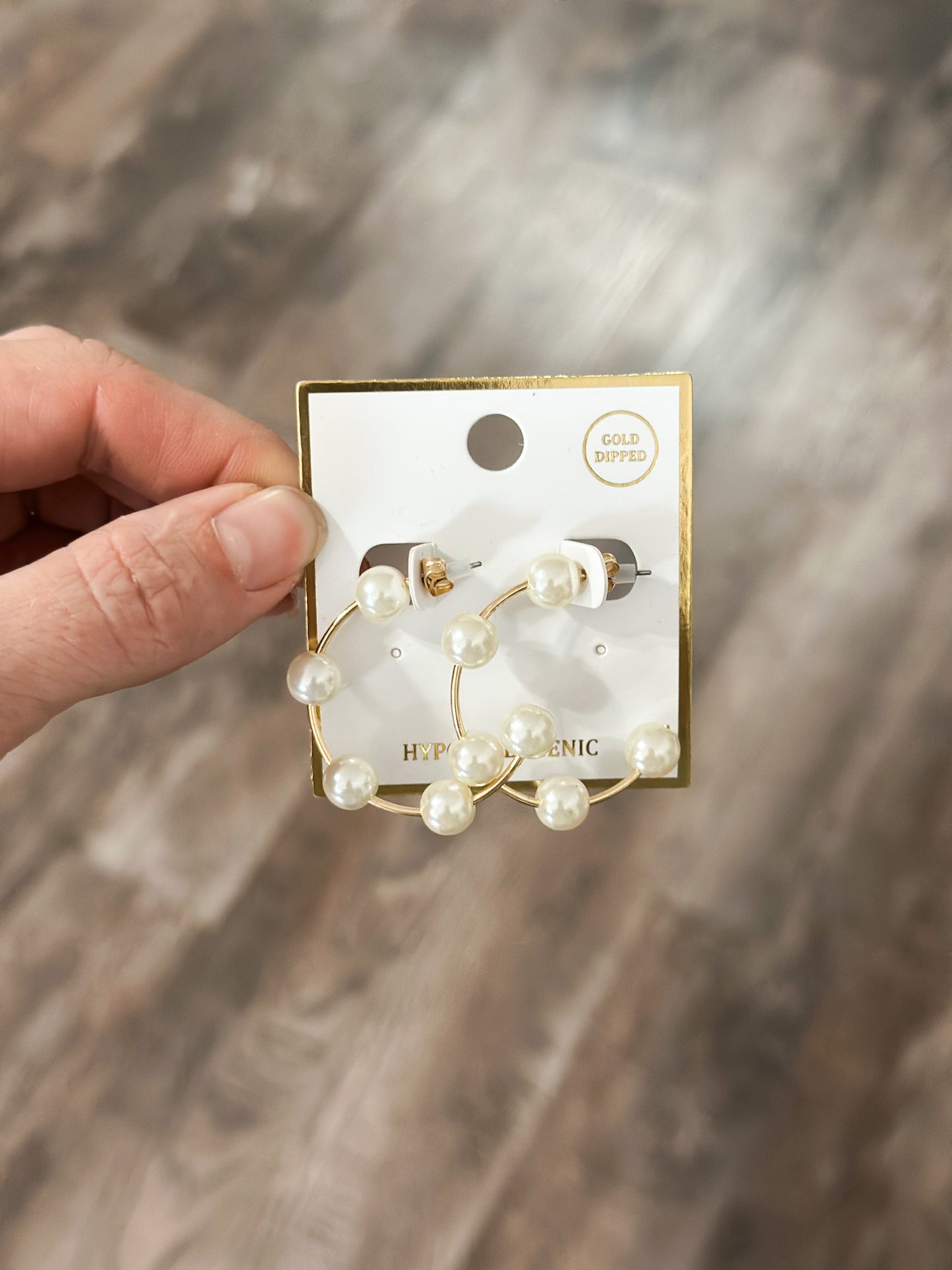 Gold/Pearl Hoop Earrings