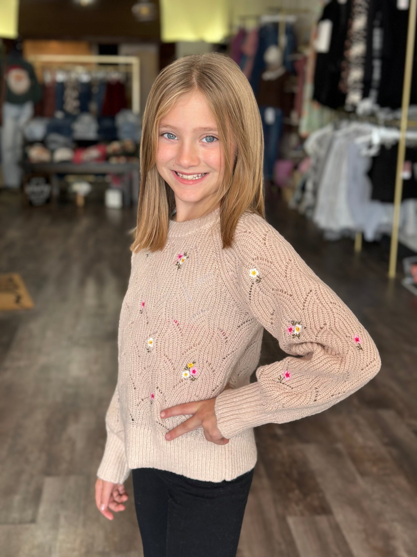 Nora Floral Embroidered Sweater (TWEEN)