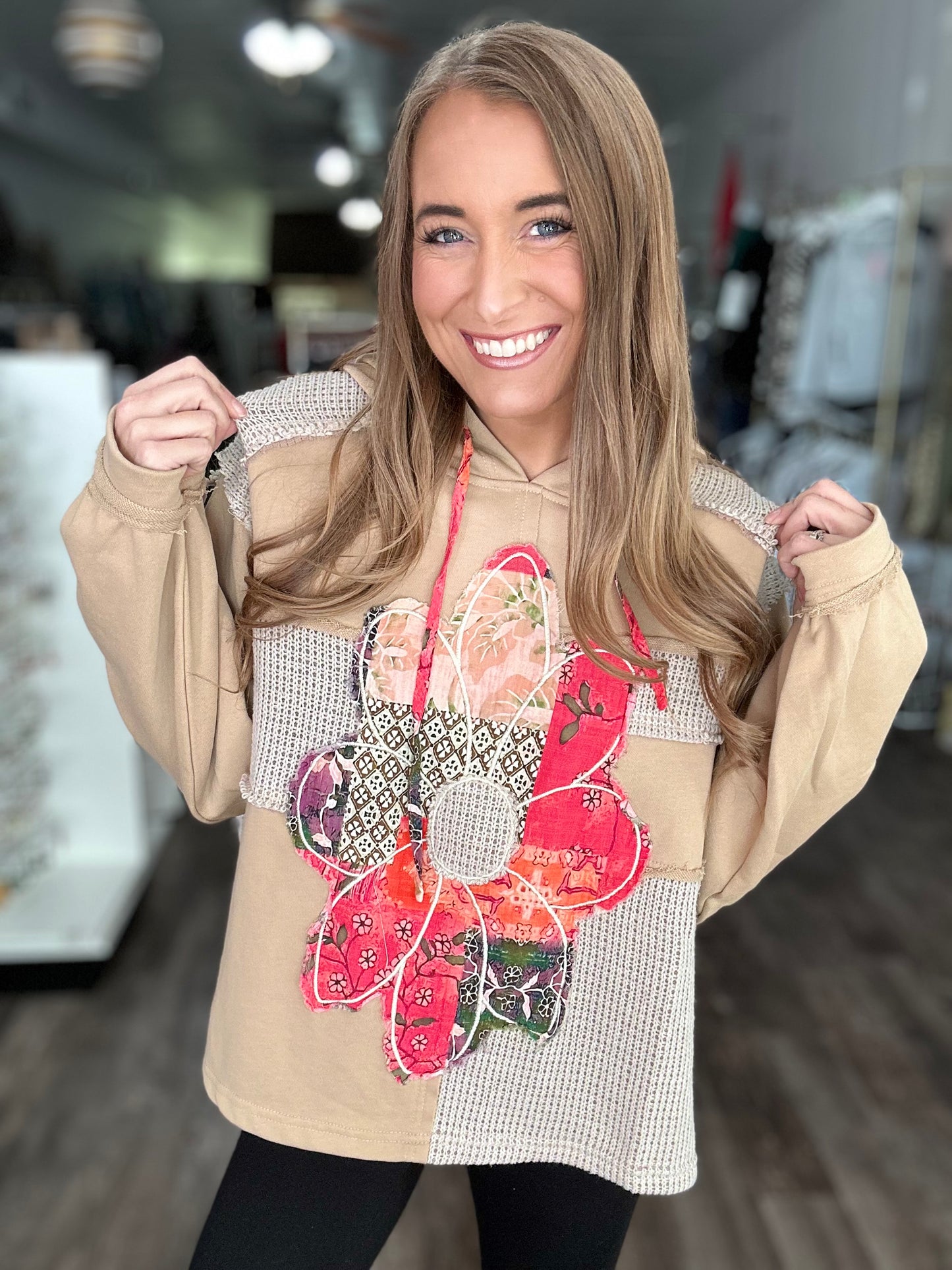 Santa Rosa Patchwork Hooded Pullover