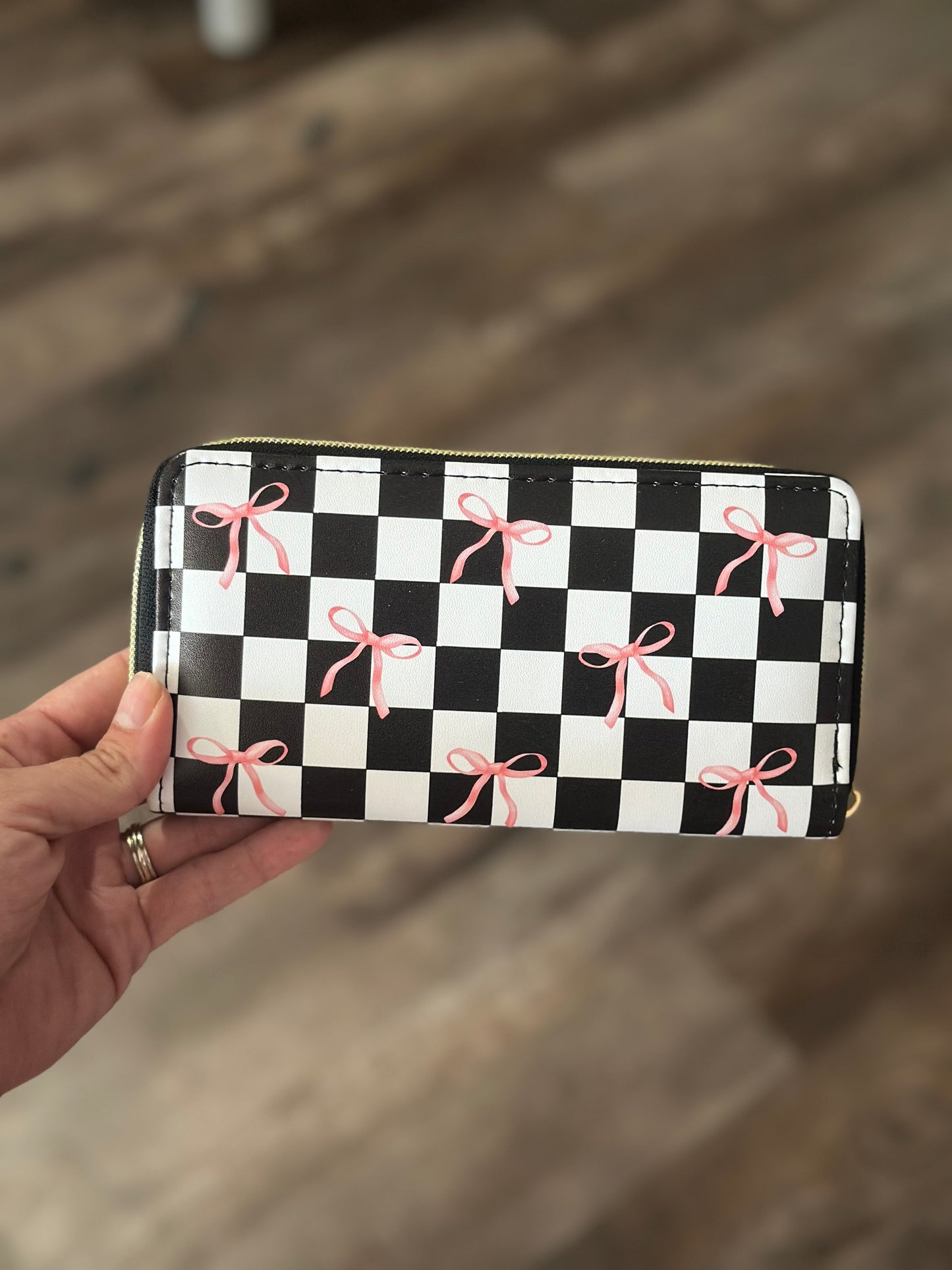 Checkered Bow Wallet