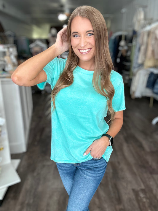 Don’t Stress Oversized Washed Tee (Mint)