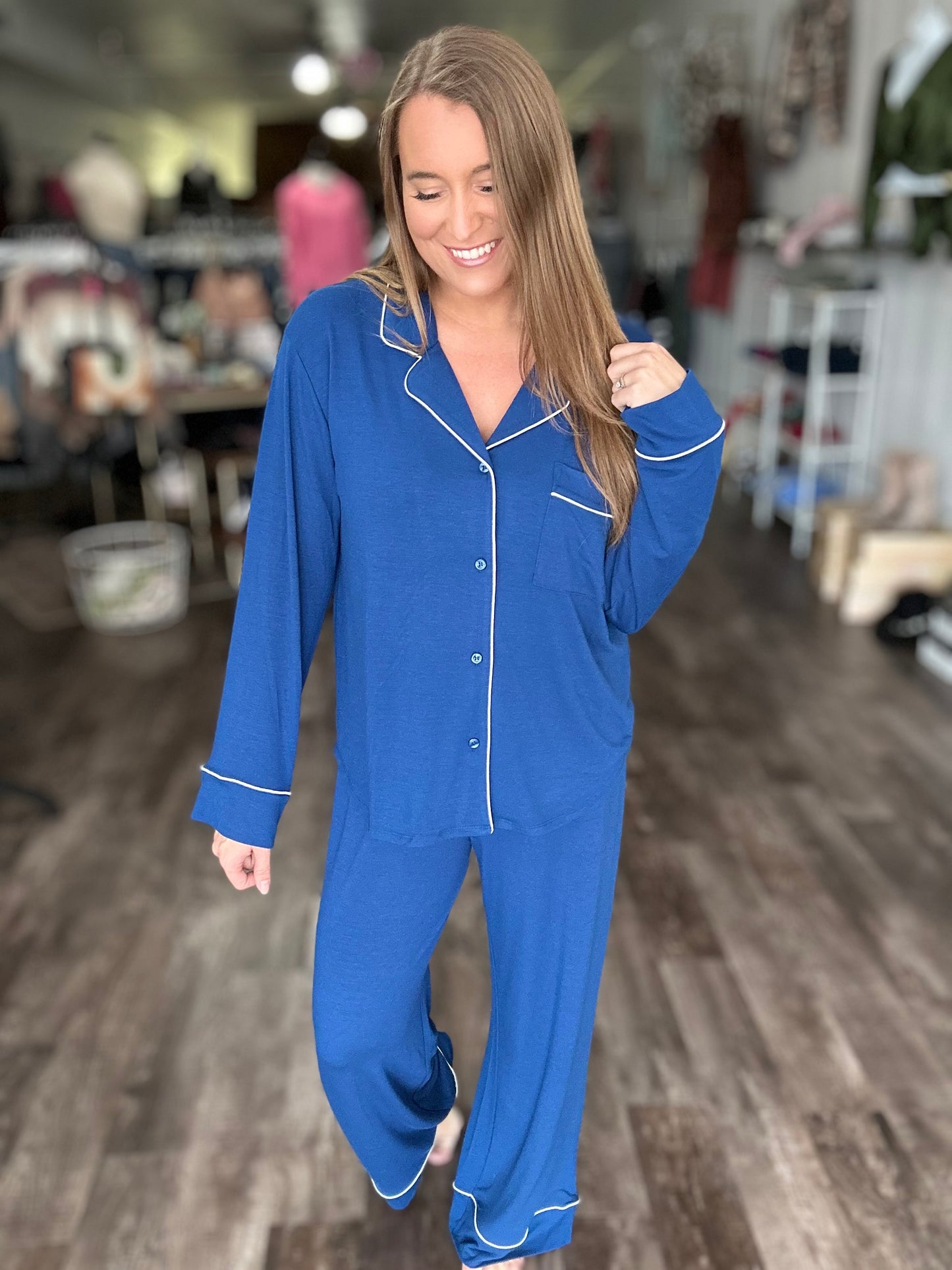 Must Be Dreaming Pajama Set - Deep Blue