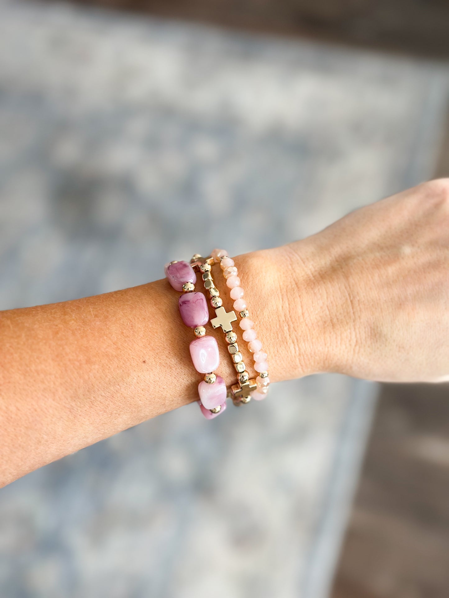Spring Mixed Beaded Bracelet (Pink)