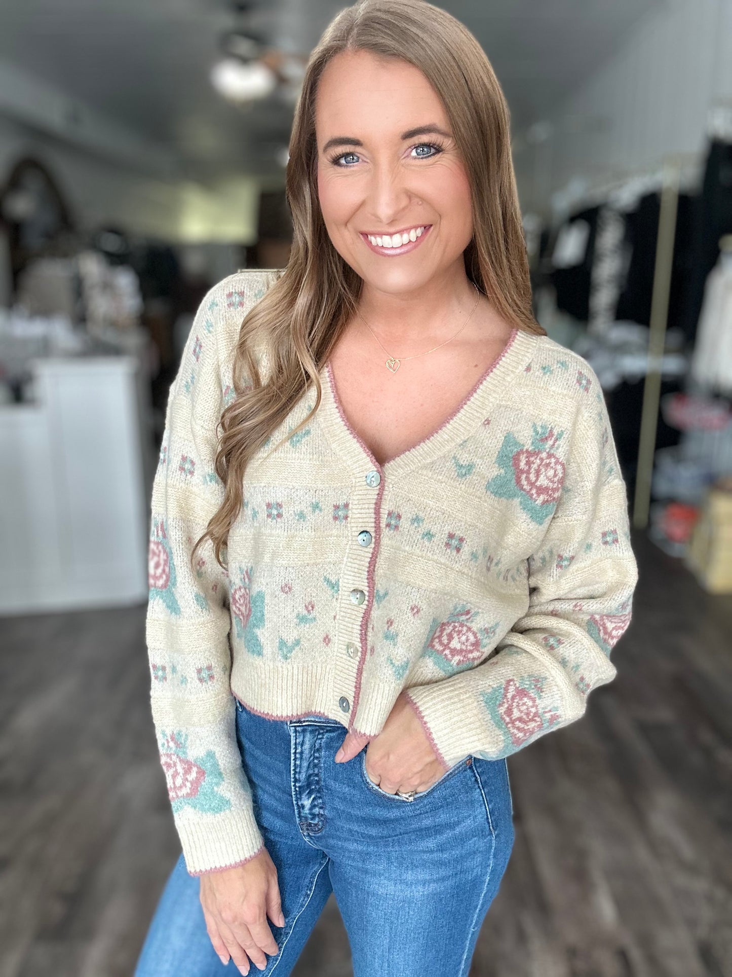 All For Love Cropped Floral Cardigan