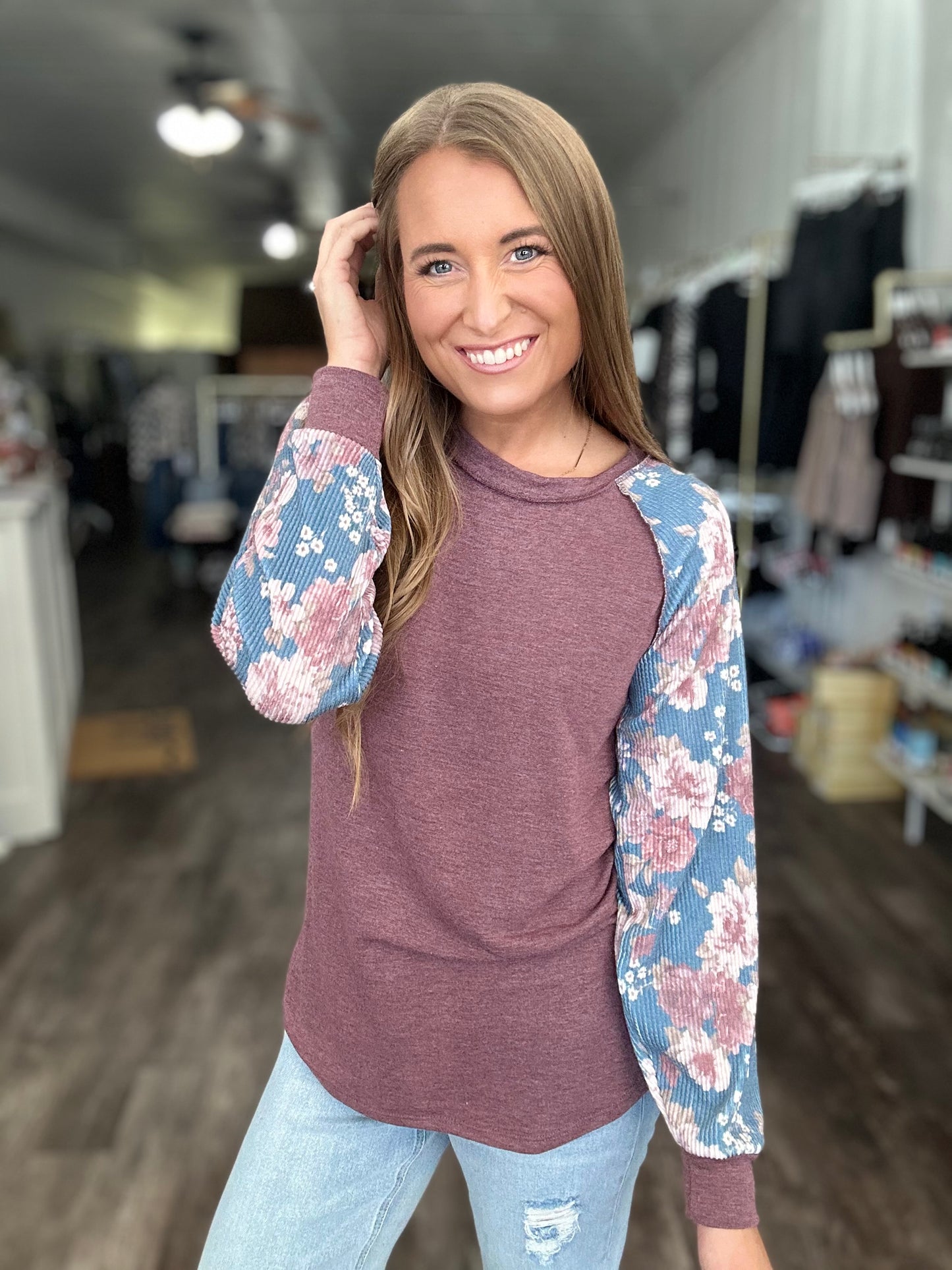 Take It Easy Floral Sleeve Top