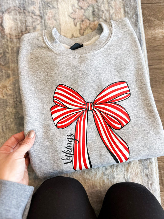 PREORDER Youth Vikings Striped Bow Tee/Long Sleeve/Crewneck