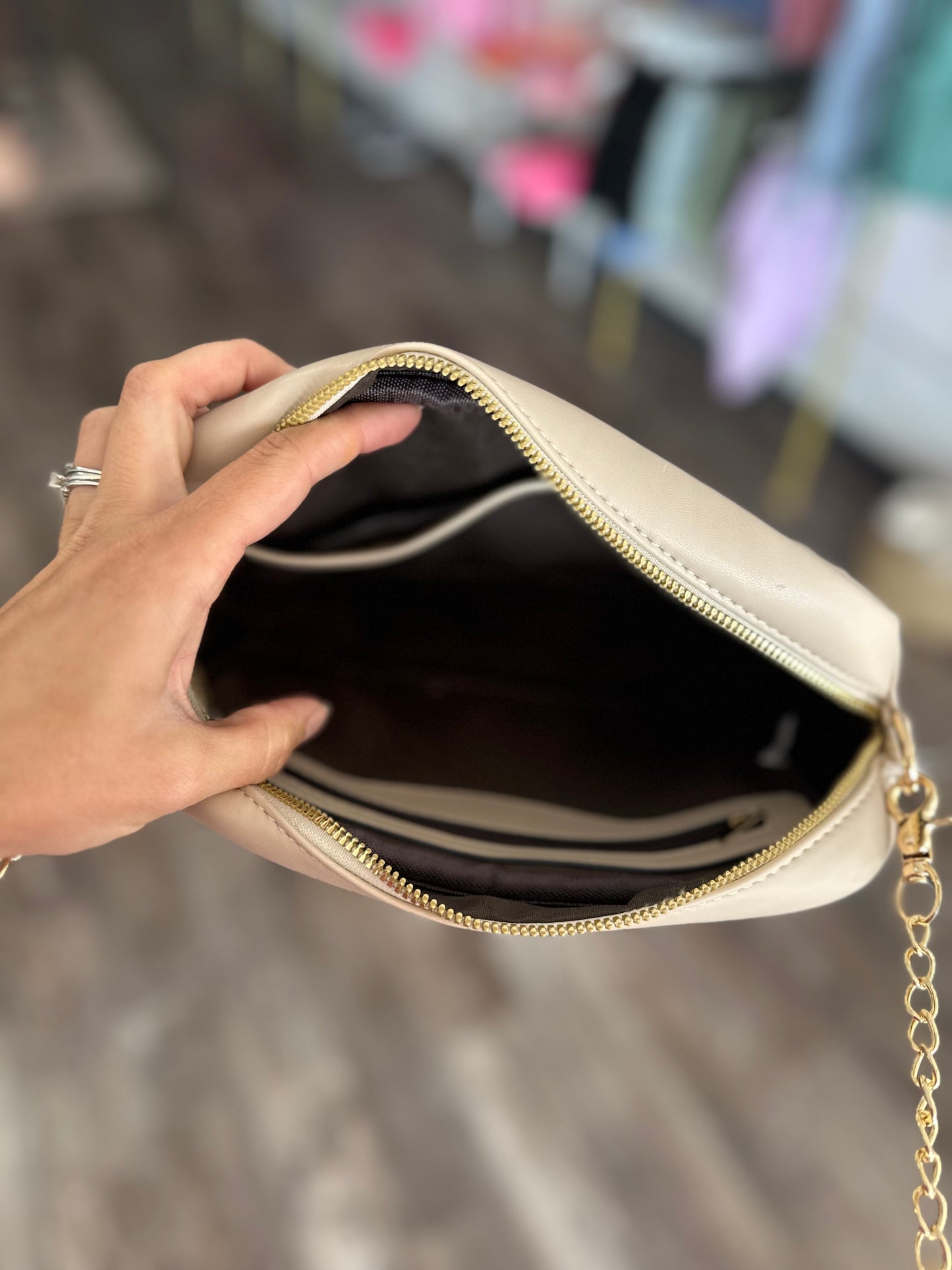 Dana Textured Crossbody - Beige