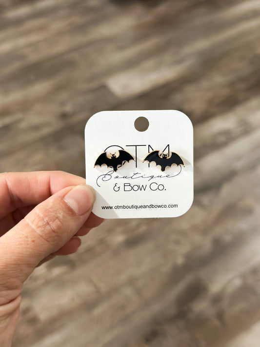 Gold/Black Bat Studs