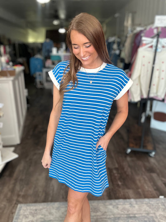 In Go Mode Striped Dress (Blue)