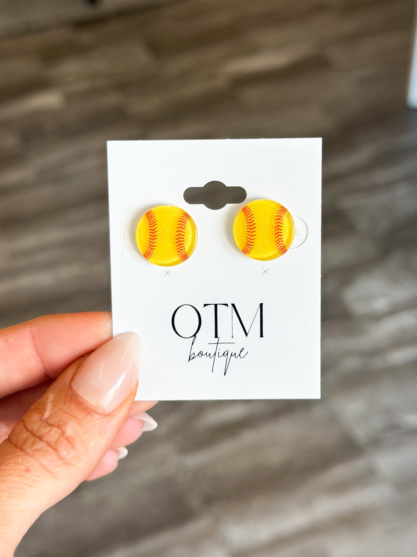 Glitter Resin Softball Studs