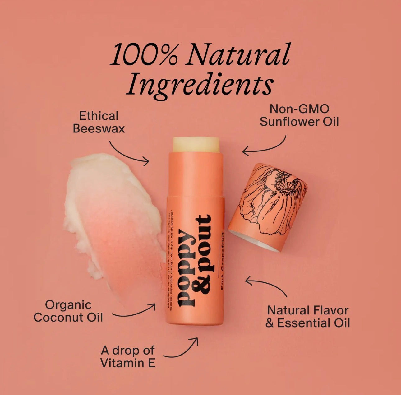 Poppy & Pout Lip Balm - Pink Grapefruit