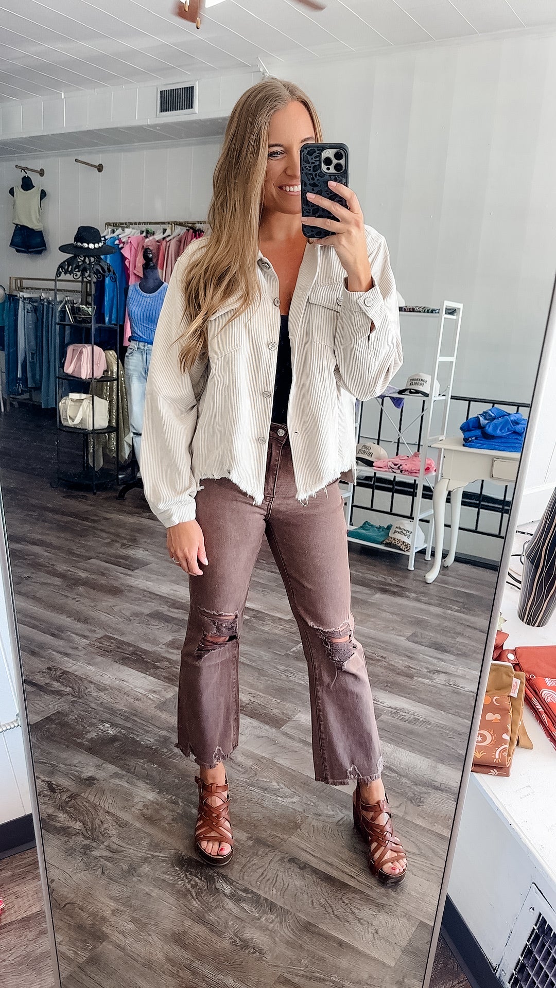 Into You Corded Shacket - Beige