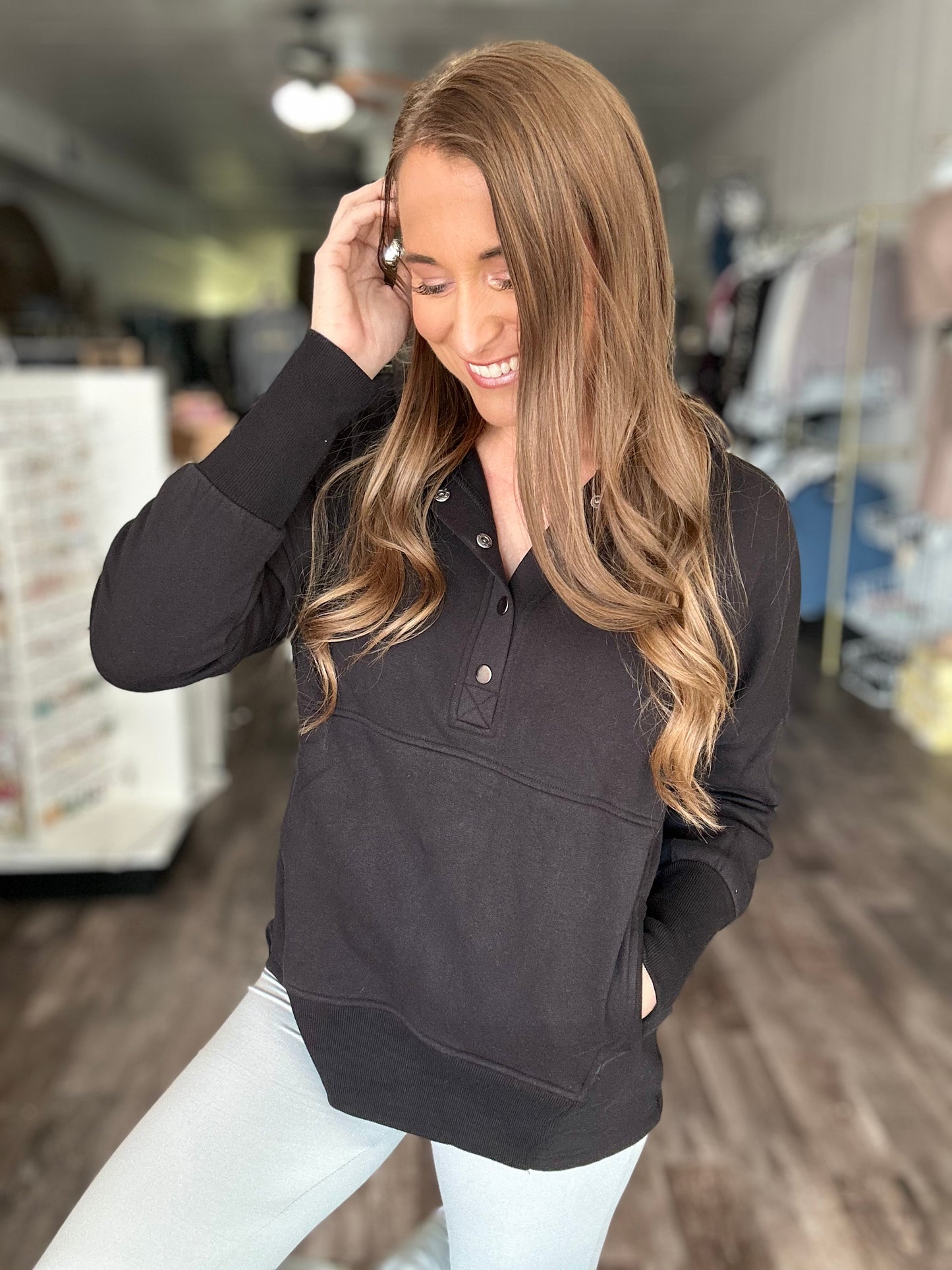 Sweet & Cozy Hooded Pullover (Black)