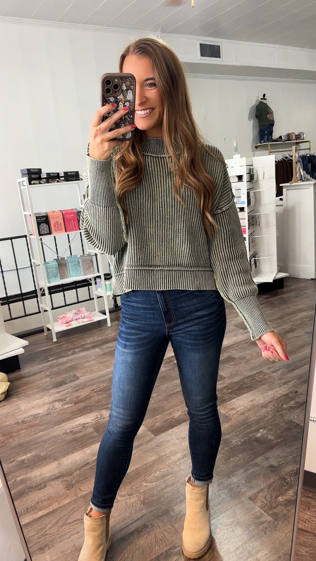 Drive Them Wild Ribbed Sweater - Washed Olive