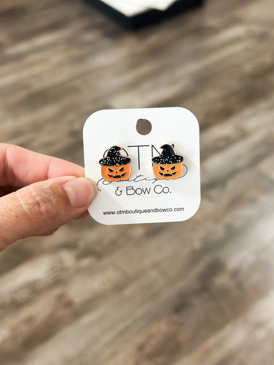 Glitter Pumpkin Studs