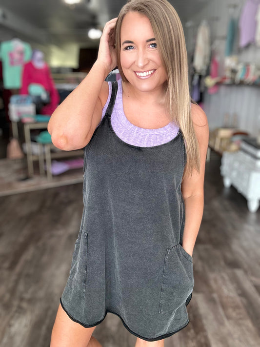 Best I Can Dress/Romper - Washed Black