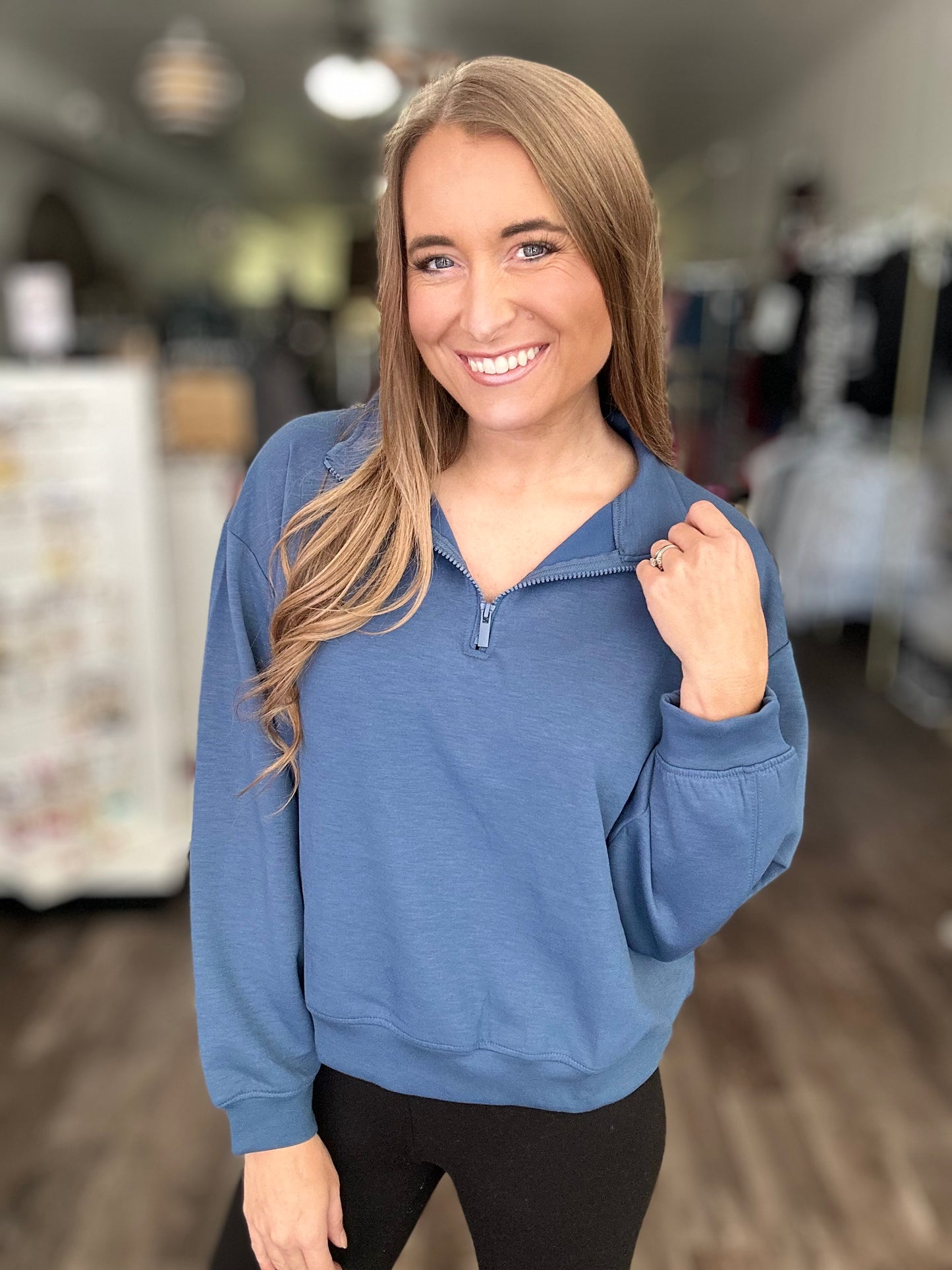 It’s Go Time Quarter Zip Pullover (Dusty Blue)
