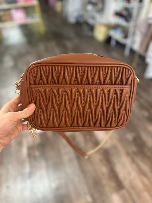 Broadway Textured Crossbody (Brown)