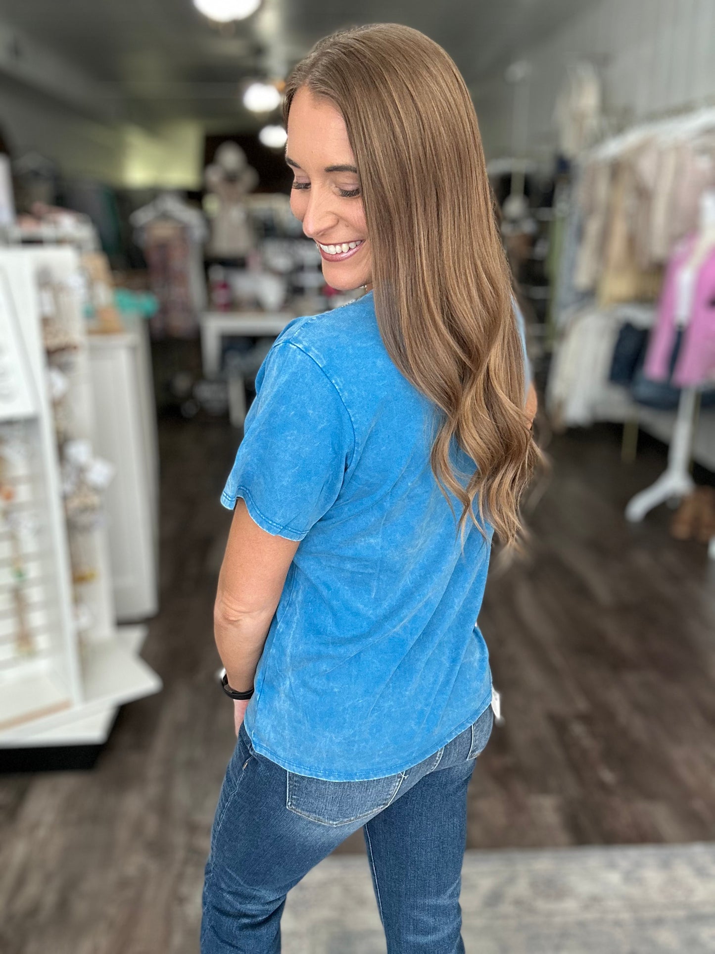 Don’t Stress Oversized Washed Tee (Ocean)
