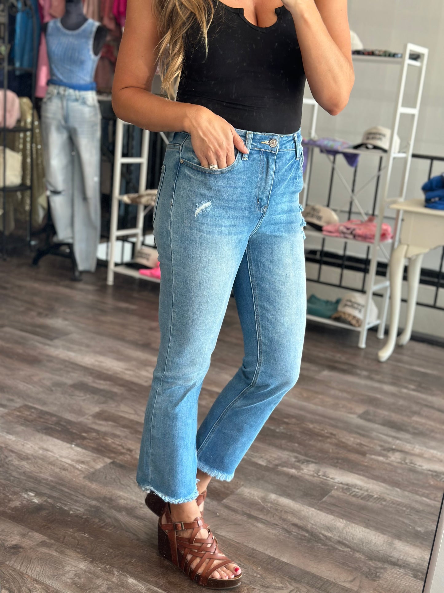 Claire Raw Hem Straight Leg Denim