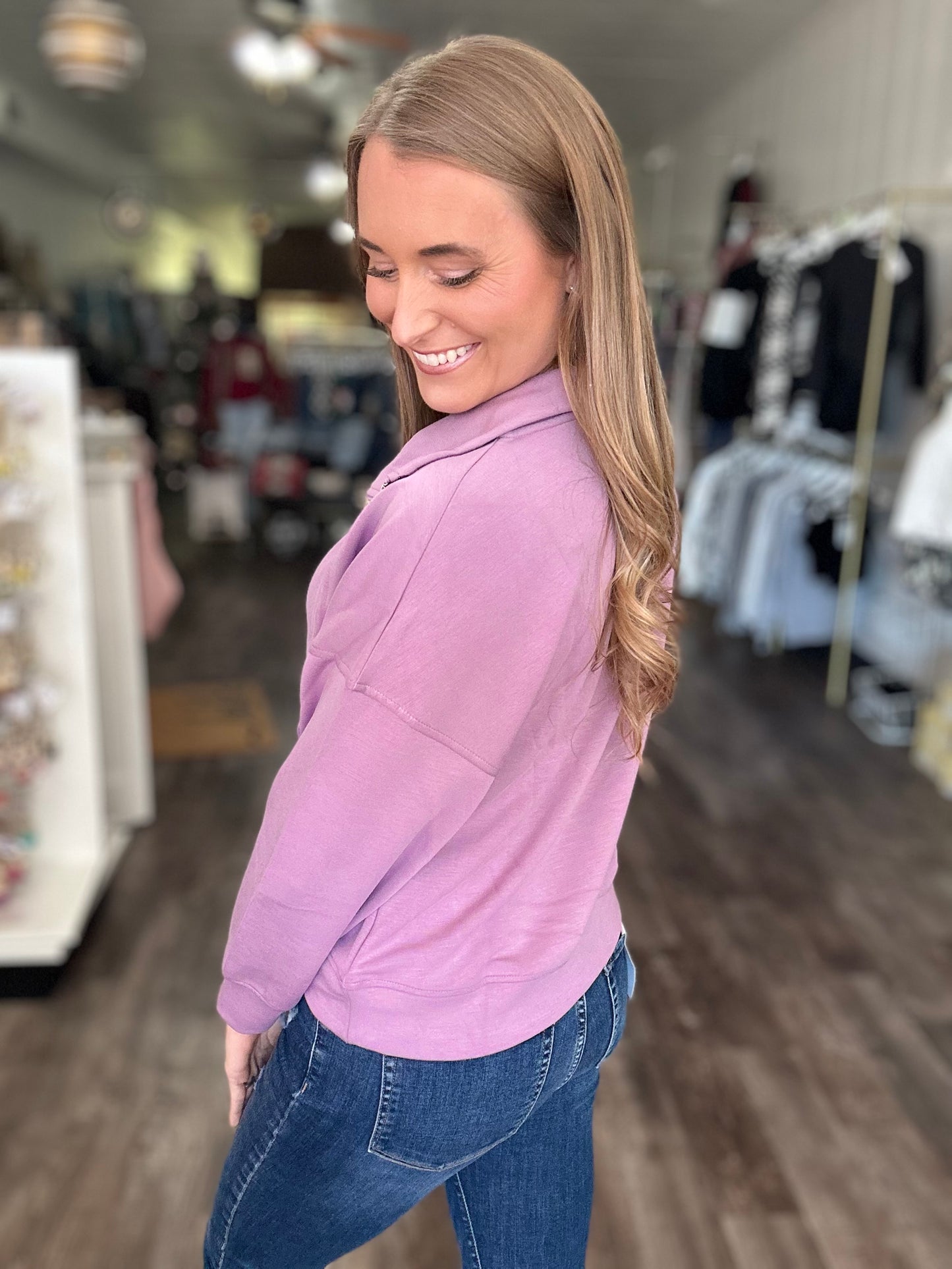 Camryn Half Zip (Grape) - Simply Southern
