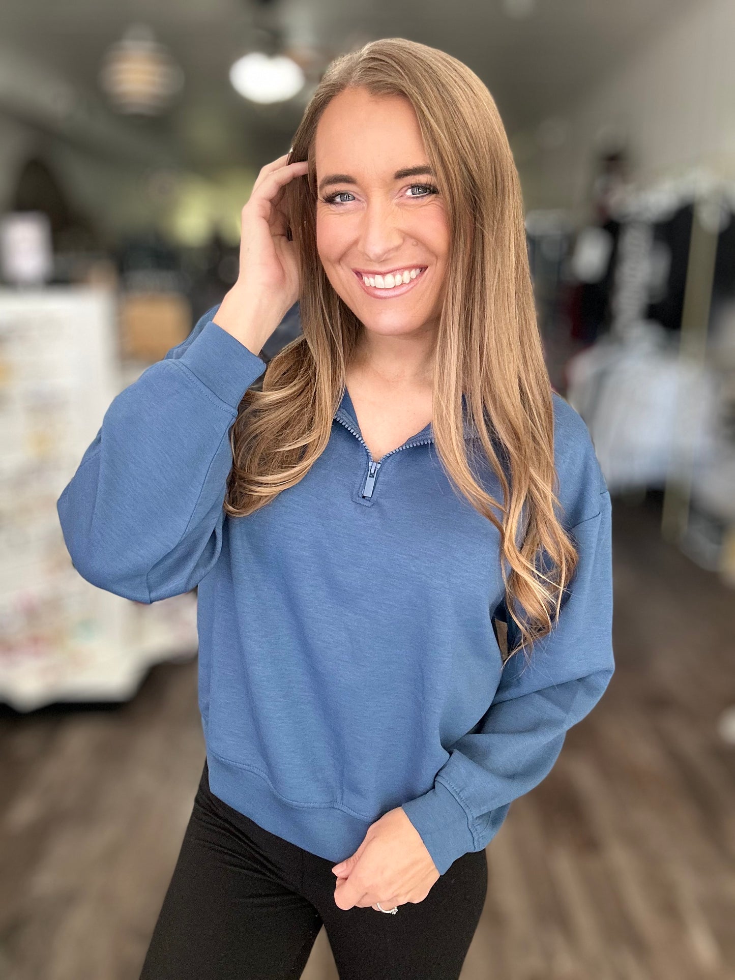 It’s Go Time Quarter Zip Pullover (Dusty Blue)