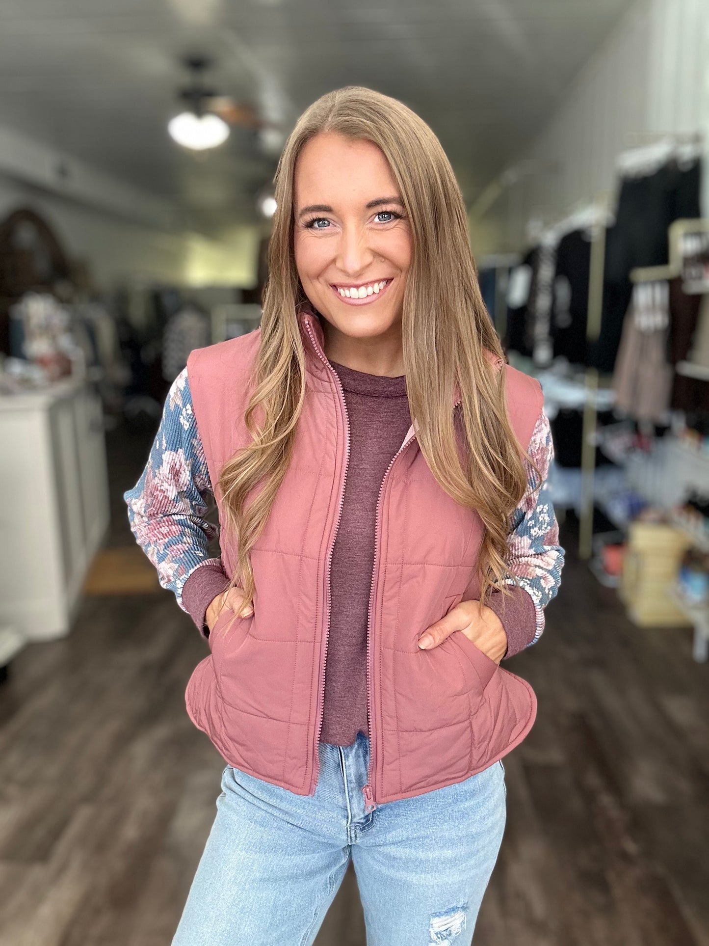 On The Edge Puffer Vest - Mauve