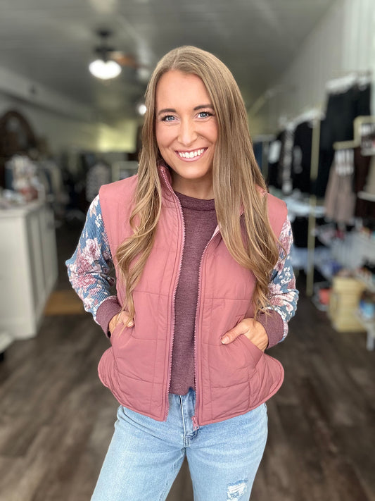 On The Edge Puffer Vest - Mauve