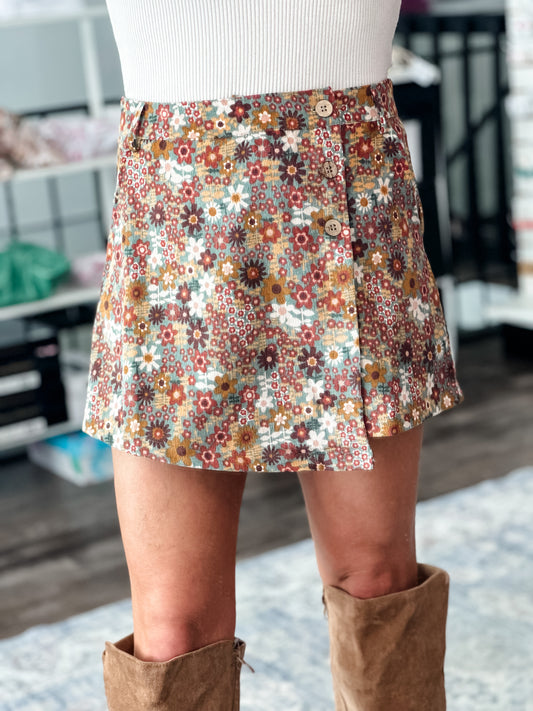 Living on Edge Floral Skort