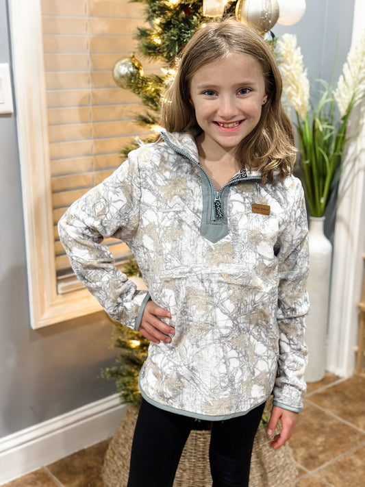 Kennedy Camo Pullover - Simply Southern YOUTH