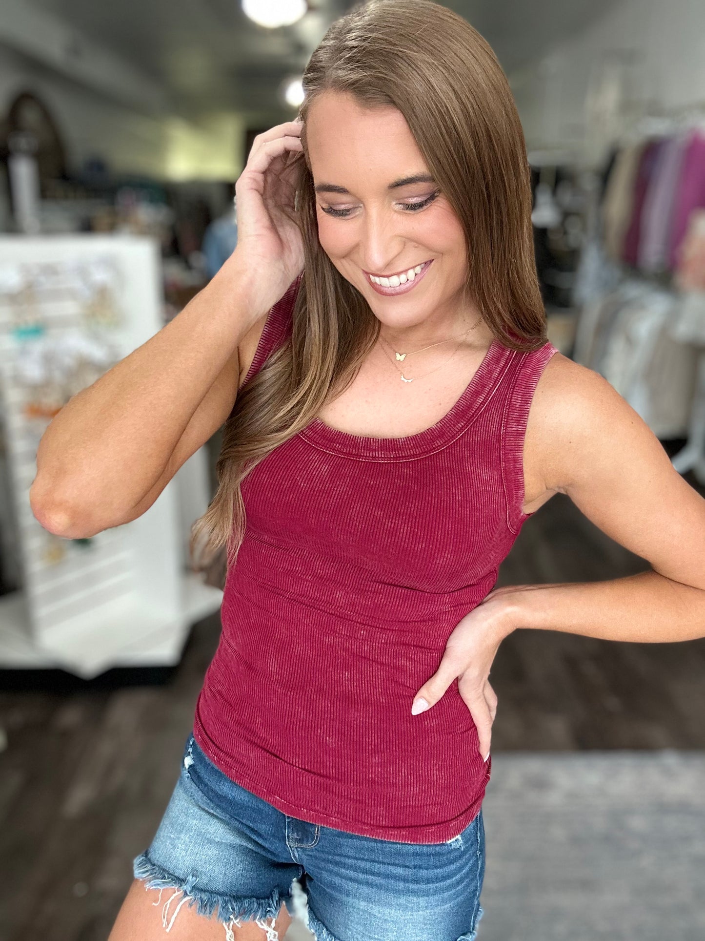 Better Than Basic Ribbed Tank (Cabernet)