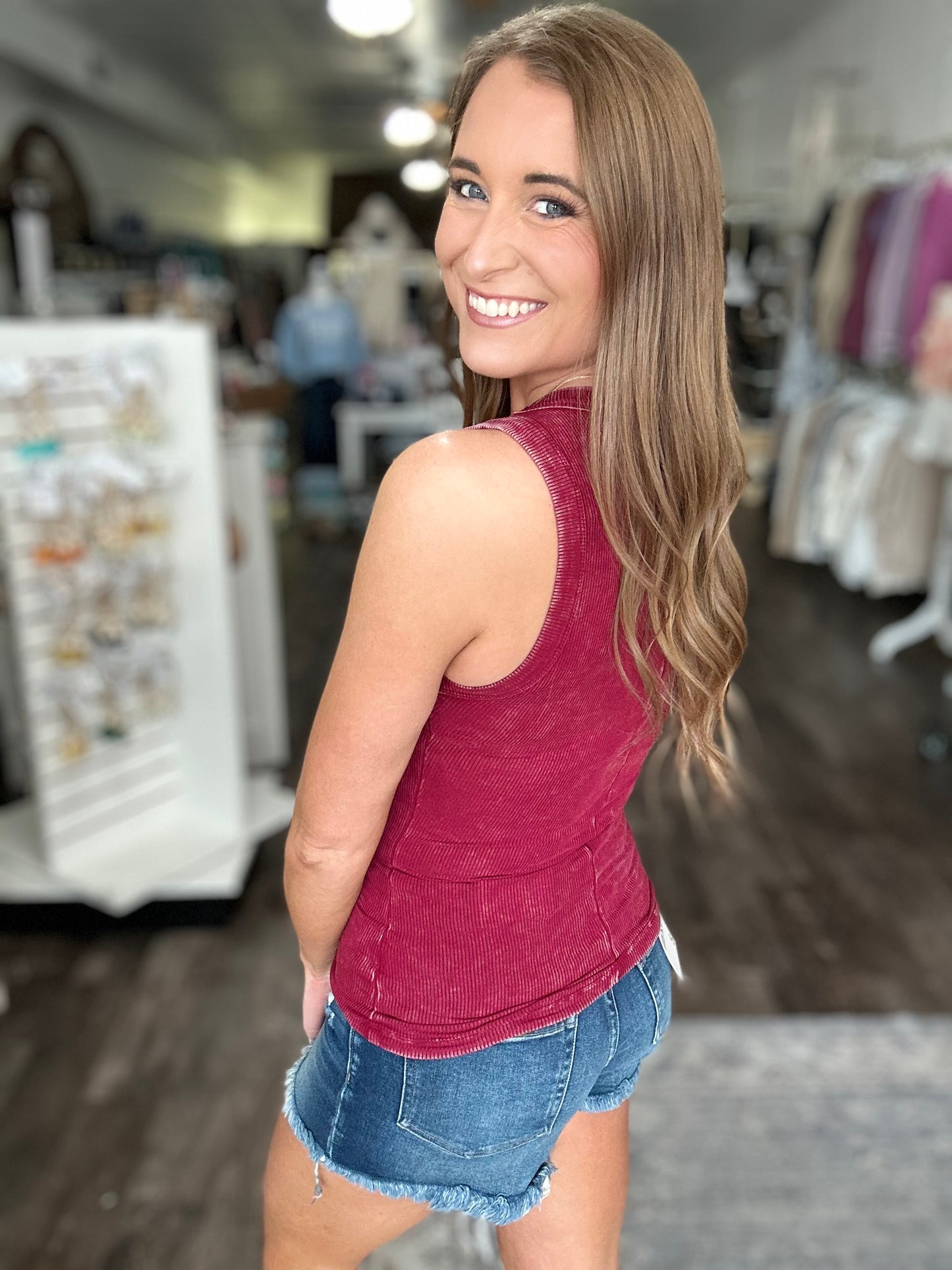 Better Than Basic Ribbed Tank (Cabernet)