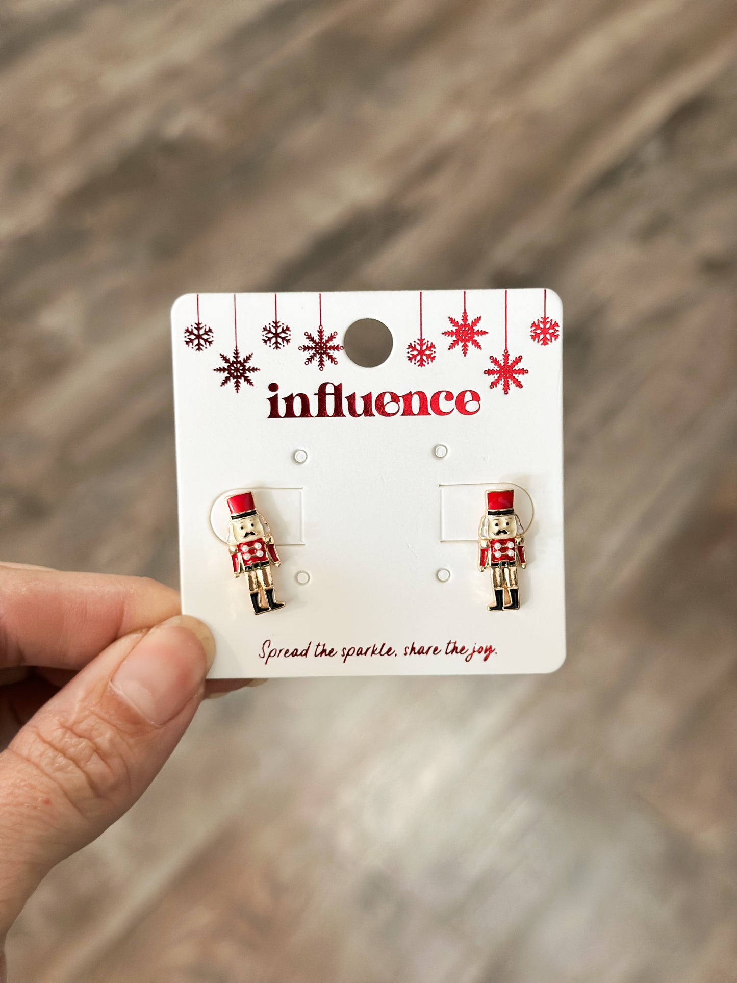 Red Nutcracker Stud Earrings (Gold)