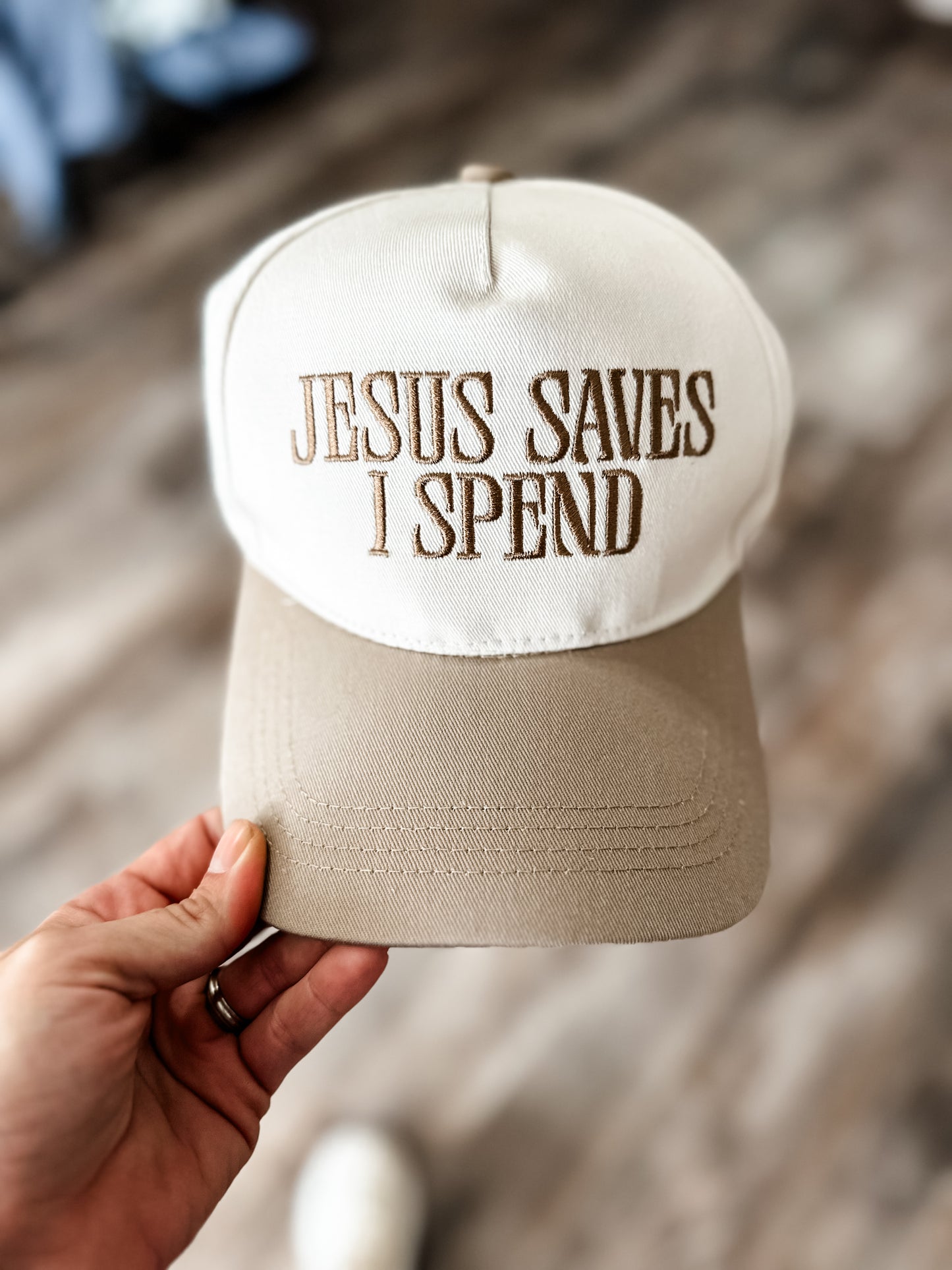 RESTOCK Jesus Saves I Spend Hat - Tan