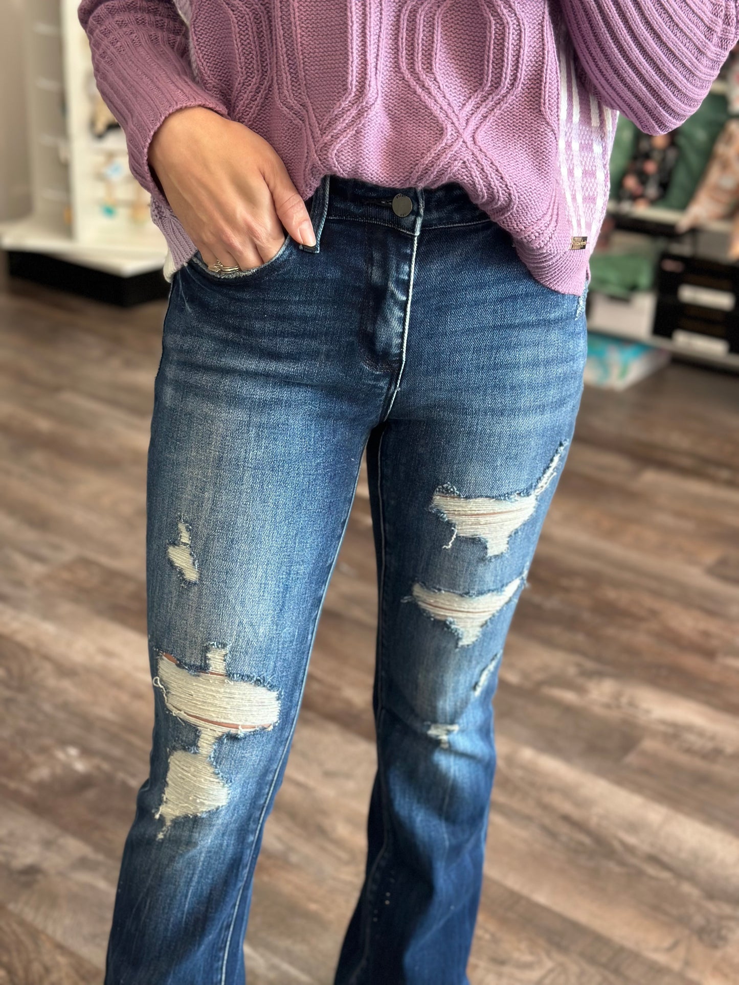 Katy Destroyed Flare Denim