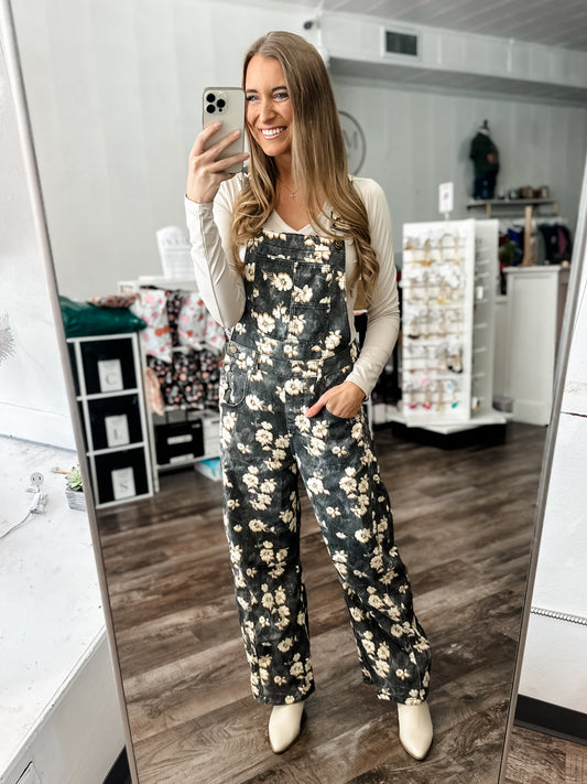 Call Me Vintage Floral Denim Overalls