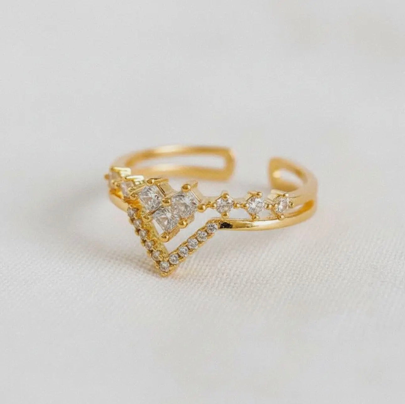 Crown-Inspired Adjustable Gemstone Ring