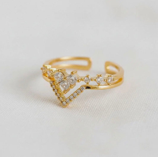 Crown-Inspired Adjustable Gemstone Ring