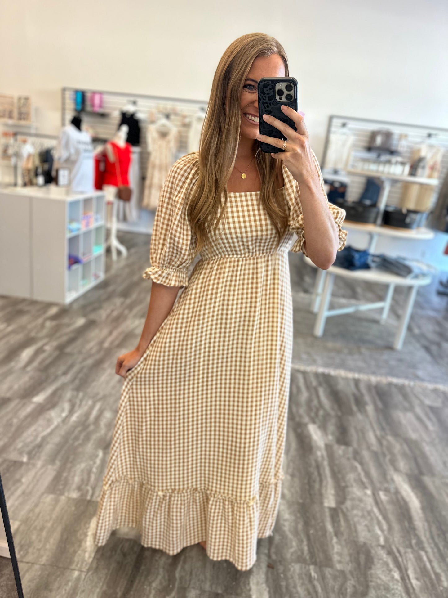In The Park Gingham Maxi Dress