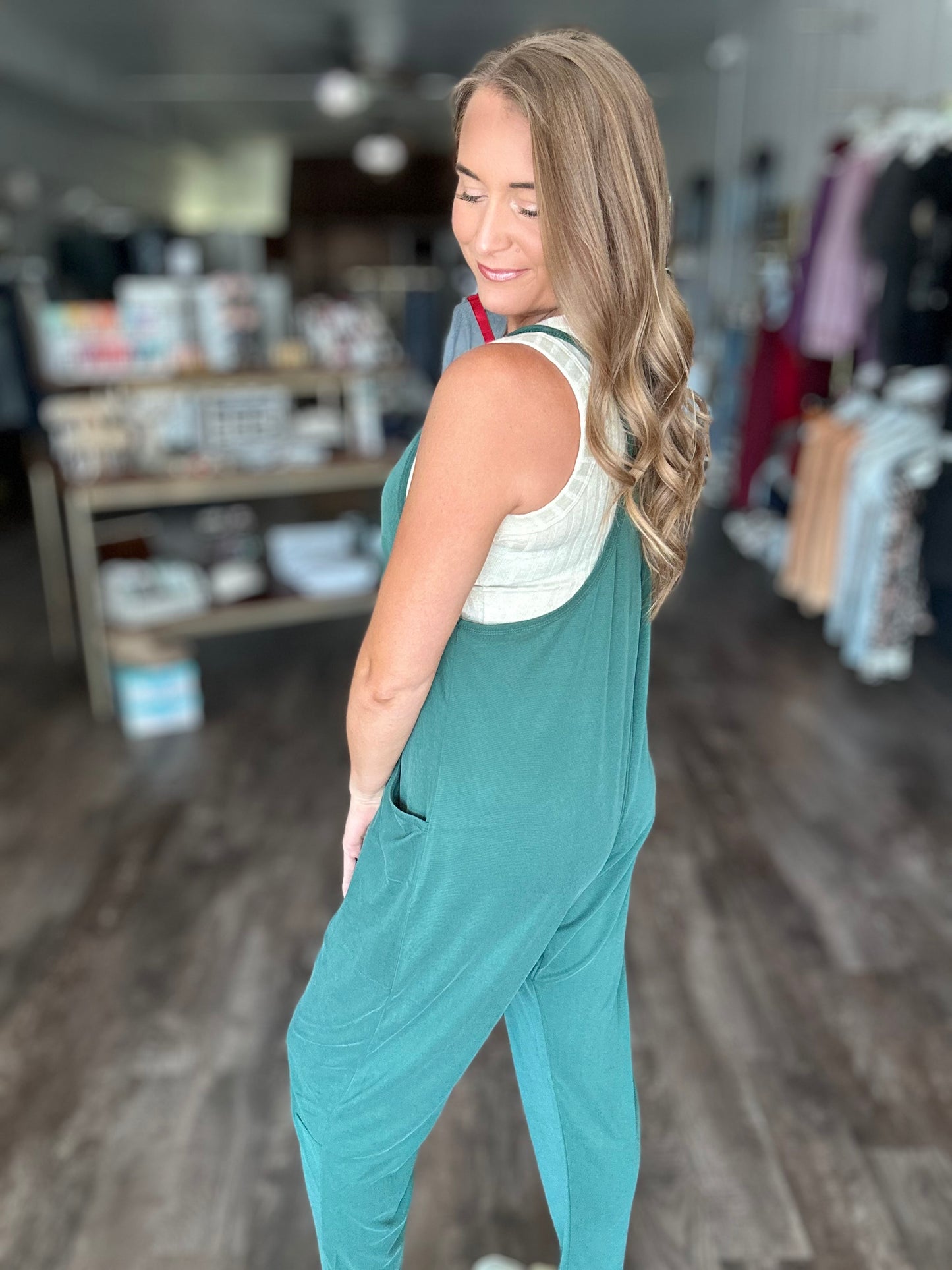 Dream On Harem Jumpsuit - Hunter Green