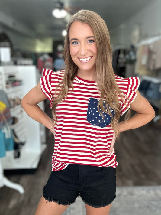 USA Dotted Pocket Top